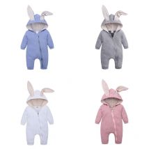 Baby Mädchen Kaninchen Ohr Strampler Overall Outfits Kid Zip Warme 3D Bunny Langarm Kleidung Kinder Kaninchen Insgesamt