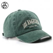 FS Vintage Letter Green Denim Hats For Men Women Red Washed Baseball Caps Snapback Hip Hop Cap Street Trucker Hat Gorra Hombre