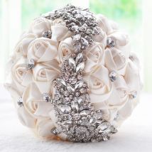 1 teil/los creme Braut Hochzeit Bouquets Kristall Brosche Braut Strauß Brautjungfer Diamant Bouquet Ehe Zubehör