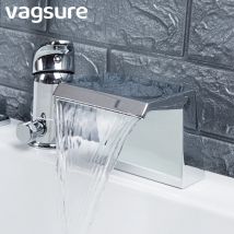 Gebogener Messing verchromter Kaskaden-Wasserfall, Badewannen-Wasserhahn, Wasserauslass, Handbrause,