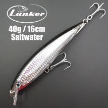 Lunker Floating Big Minnow 40g 16cm Saltwater Trolling Fishing Hard Bait Lure Hook Sea Bass Mackerel Barracuda GT Fish