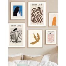 Sofia Lind Exhibition Nordic Posters Colorful Abstract Lines Skirt Girl Wall Art Canvas Painting Wall Pictures Living Room Decor