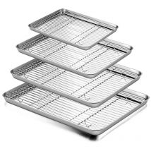 2 Teile/satz Nicht-Stick Backblech Edelstahl Kuchen Brot Kühlung Rack Anzug Grid Linie Backformen