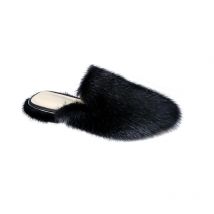 2025  Mink Fur Half Slippers Women Plush Slippers  Luxury Designer Mules Comfort Soft Sole Shoes Slides Flats Tenis De Mujer
