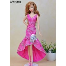 Rosa Mode Eine Stück Langes Abendkleid Für Barbie-puppen Vestidos Kleid Für 1/6 BJD Puppe Kleid Puppe Kleidung