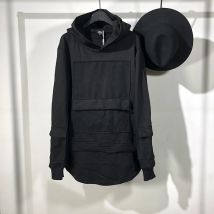 Owen Seak Männer der Baumwolle Hoodies Sweatshirts Gothic Kleidung Übergroßen Herbst Winter High Street Hip Hop Schwarz Zip Jacke Mantel