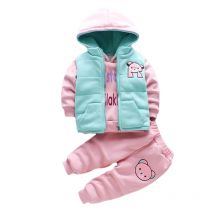 2023 neue Jungen Jungen Mädchen Weihnachten Cartoon Winter Kapuze Plüsch warme Weste Mantel Sweatshirt Hose 3 Stück Kleinkind Kinder Sporta nzug
