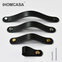 IHOMCASA Schwarze Lederknöpfe, Schrank, Schuhschrank, Rindsleder, Griffe, amerikanischer Stil, Möbel, Kleiderschrank, Schublade, Türknauf