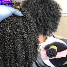 3B 3C Afro Verworrene Lockige Menschenhaar Brasilianische Reines Haar Spitze ICH Microlinks