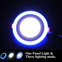 3 Modell runde blaue + weiße zweifarbige LED-Panel-Leuchte 6 W/9 W/16 W/24 W AC85–265 V LED-Einbauleuchte Innenleuchten