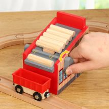 Sawmill Eisenbahnschienen aus Holz, Szenenzubehör, kompatibel mit Thom, Holzzugschienen, Schienenauto, Spielzeug für Kinder, Geschenke