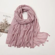 Große Größe Plain Glitter Quaste Viskose Schal Schal Dame Hohe Qualität Falten Wrap Pashmina Stola Bufandas Moslemisches Hijab 190*85 cm