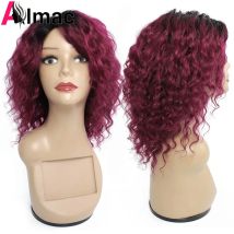 1B parrucca per capelli umani bordeaux Ombre miele biondo parrucche piene fatte a macchina parrucca indiana per capelli Remy parrucca profonda per donna parrucca riccia corta
