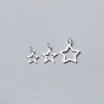 MEETSOFT Classic 925 Sterling Silver 5pcs/lot Stars Hollow Charms Special of DIY Handmade Fine Jewelry Necklace Accessory