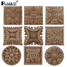 RUNBAZEF European Carved Unpainted Retro Mouldings Wood Applique Wood Decal Long Oval Rubber Home Furniture Walls Hot Sale NEW