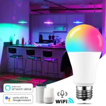 Lampadina intelligente WiFi 15W B22 E27 lampada LED RGB funziona con Alexa/Google Home 85-265V RGB + funzione Timer dimmerabile bianco lampadina a colori