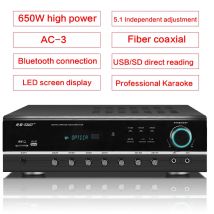 650W 5.1 Power Amplifier Home Theater Heavy Bass HiFi Independent Adjustment Power Amplifier Fiber Coaxial Lossless Decoding