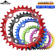 MOTSUV Rundes schmales breites Kettenblatt MTB Mountainbike Fahrrad 104BCD 32T 34T 36T 38T Kurbelgarnitur Zahnplatte Teile 104 BCD