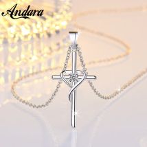 Halskette aus 925er-Sterlingsilber, Zirkon-Kristall-Kreuz-Halskette, Damen- und Herrenschmuck, Geschenke