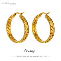 Yhpup Statement Stainless Steel Chain Hoop Earrings High Quality 18 K Plated Metal Gold Unusual Fashion Jewelry Bijoux Ete Gift