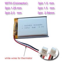 3.7V 1500mAh 5.55Wh 3-Wires Thermistor Li-Polymer Li Battery 803450 JST 3pin 1.0mm 1.25mm 083450 For