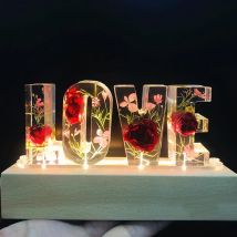 Angepasst A Bis Z Buchstaben Getrocknete Blume Holz Nachtlicht Kreative Romantische Tisch Lampe Geschenk für Paar Valentine Tag Kid geburtstag