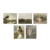 Vintage Country Landscape Flower Woman Oil Painting On Canvas Posters Neutral Farmhouse Wall Art Prints Pictures Home Decoration