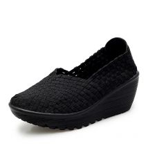 Women Sneakers Summer Flat Platform Shoes Breathable Woven Flats Shoes Woman Fashion Sneakers Comfort Walking Shoes Big Size 42