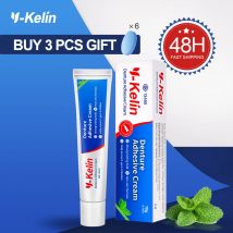 Y-Kelin Denture Adhesive Cream 1/3/12 Pack Original Formula Zinc Free Extra Strong Hold For Upper Lower or Partials All Day