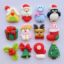 12Pcs Neue Nette Weihnachten Serie Flache Rückseite Cabochon Scrapbooking Haar Bogen Center Verzierungen DIY Zubehör F85