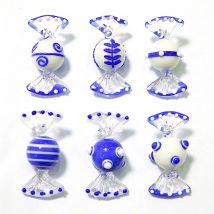 6 stücke Vintage Blau Murano Glas Süßigkeiten Dekoration Weihnachten Party Hochzeit Frische Stil Hause Tisch Ornamente Festival Neue Jahr Geschenke