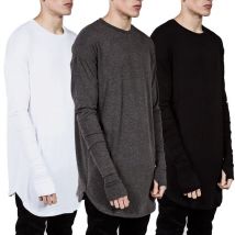 Herren Longline Daumen Loch Cuffs Long Sleeve T-Shirt Grundlegende Hipster Top T Männlichen Hip Hop Kleidung Solide Street Tops T tuch