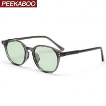 Peekaboo round sunglasses men polarized TR90 green blue uv400 ladies sun glasses vintage korean style rivet yellow