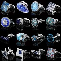 Men's Cufflinks Blue Stars Rose Copper Material Cuff Button High Quality French Shirt Cuffs Suit Accessories Wedding Jewelry Gif