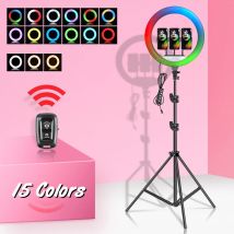 14 pollici 35.6cm RGB Ring Light treppiede LED Round Lamp Selfie Stick treppiede con supporto RGB 15