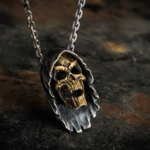 Onlysda Charms pendentif Gold Schädel Anhänger Halskette Männer Mode Biker Punk Stahl Kette Schmuck Antike Halloween Geschenk OSDZ035