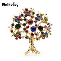 Wuli&baby Mehrfarbige Strass-Baum-Broschen für Damen und Herren, Weihnachtsbaum, Party, Büro, lässige Brosche, Pins, Geschenke