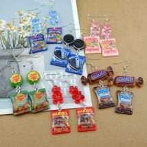 Kawaii Gummy Bear Chocolate Biscuit  Earrings Costume Trendy Style Woman Girl Jewelry Drop Shipping
