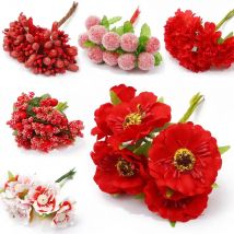 2020 künstliche Blume Bouquet Rote Kirsche Zweig Staubblatt Beeren Bündel DIY Weihnachten Hochzeit Kuchen Geschenk Box Kranz Party Decor