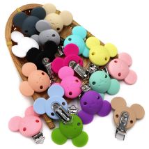 BOBO.BOX 3 Stück Silikon Mickey Schnullerclips Lebensmittelqualität Silikon Nippelhalter BPA-frei Baby Zahnen Perlen Clips Zubehör