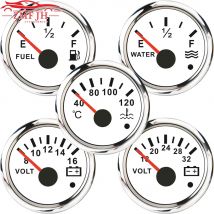 Car Marine Boat Boost Alarm Gauge 2‘’52mm Oil pressure Meter Water Level Fuel Temperature 12V 24V Voltmeter Accessories Meter