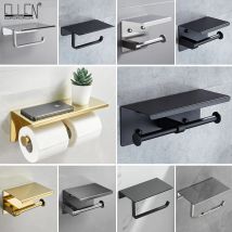 ELLEN Wc Papier Halter Wand Montiert Schwarz Tissue Papier Halter Gold Rolle Halter Mit Telefon Speicher Bad zubehör ELB86