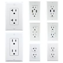 1 Stück Weiße Amerikanische 2-Wege-PC-Panel-Steckdose 120 Typ Doppel-US-Steckdose NEMA 5-15R 5-20R Stromsteckdose 114x70mm 15A 20A
