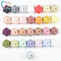 100 Stück Silikonperlen Icosahedron 14 mm kaubare Silikonperlen für Baby Zahnen Halskette Schnullerkette Bpa-frei Lebensmittelqualität