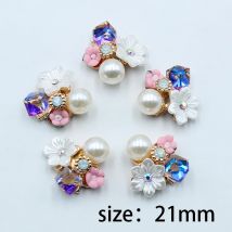 Neue 10 stücke 21mm blume perle strass schnalle metall DIY geschenk box gruß karte mädchen kleine schmuck kostüm dekoration zubehör