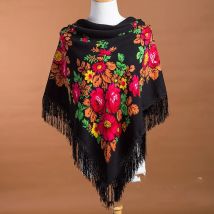 Russische Nationalen Frauen Platz Schal Große Größe Baumwolle Blume Drucken Schal Winter Schals Damen Retro Fransen Foulard Bandana