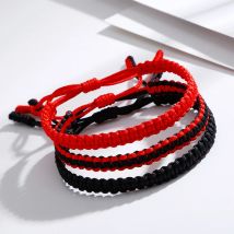 Handmade Tibetischen Buddhistischen Glück Seil Armbänder Armreifen Schwarz & Rot Gewinde Einstellbare Knoten Armband für Frauen Männer Handgelenk Schmuck