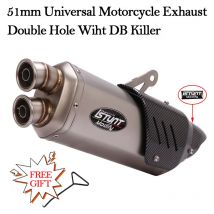 51MM Universal Motorrad Modifizierte Auspuffrohr Flucht Moto Schalldämpfer Doppel Loch DB Mörder Für Z900 GSX R750 CBR600 FZ6 N R3 R25