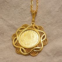 Naher Osten Arabische Goldmünze Halskette Anhänger Schmuck für Frauen Mann Muslim Islam Allah Halskette für Türken Goldfarbe Arabischer Anhänger