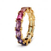 Huitan 5 Farben Shiny Cubic Zirkon Frauen Ringe Gold Farbe Weibliche Täglichen Tragen Stilvolle Bunte Ringe Jahrestag Mädchen Geschenk Schmuck